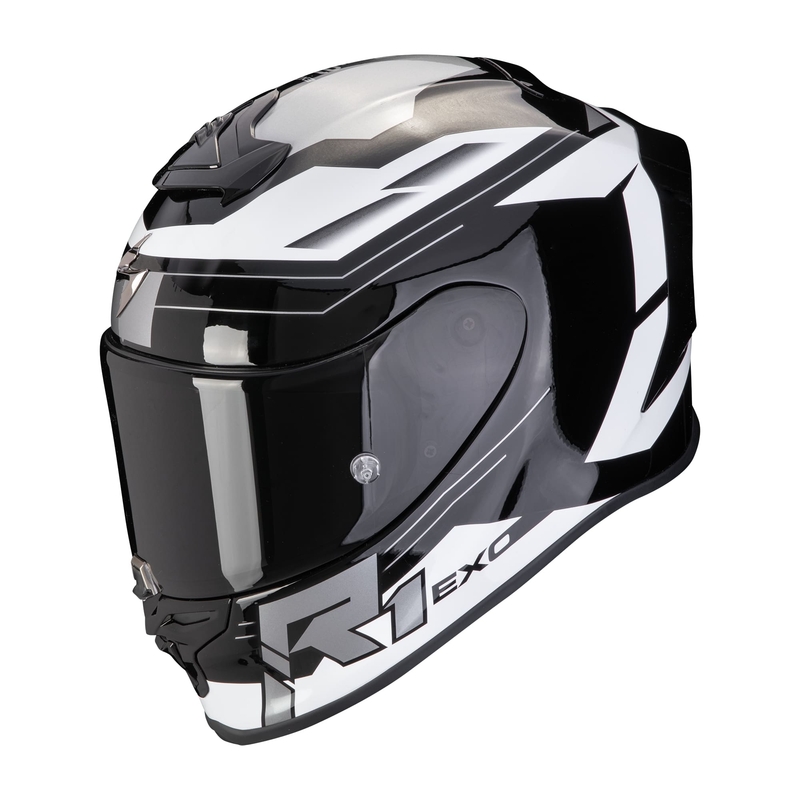 Интегрална каска Scorpion EXO-R1 EVO AIR BLAZE черно и бяло разпродажба