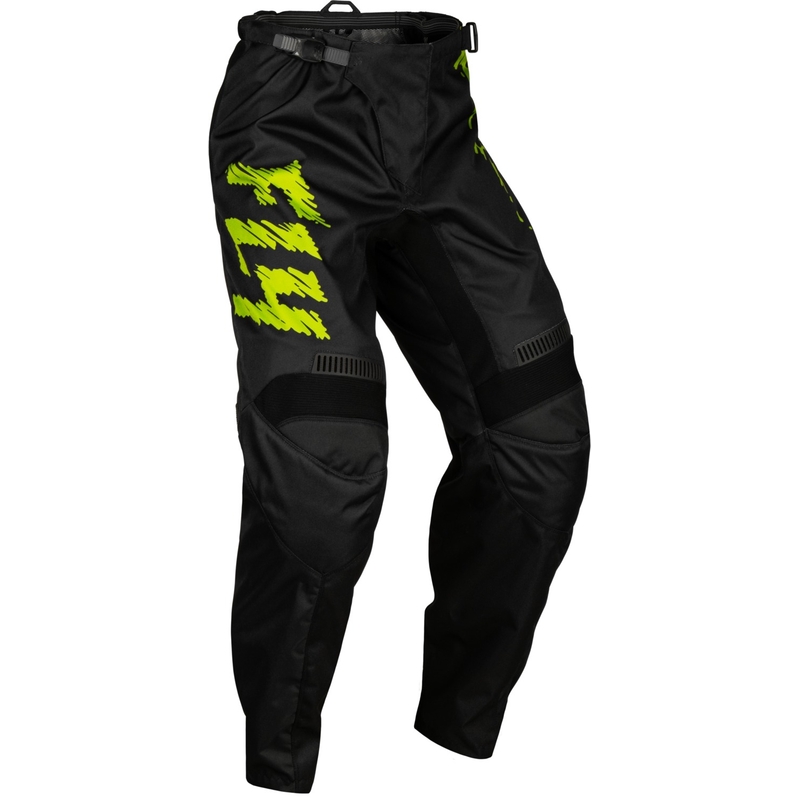 Детски панталони за мотокрос FLY Racing F-16 2024 black-fluo green-grey разпродажба
