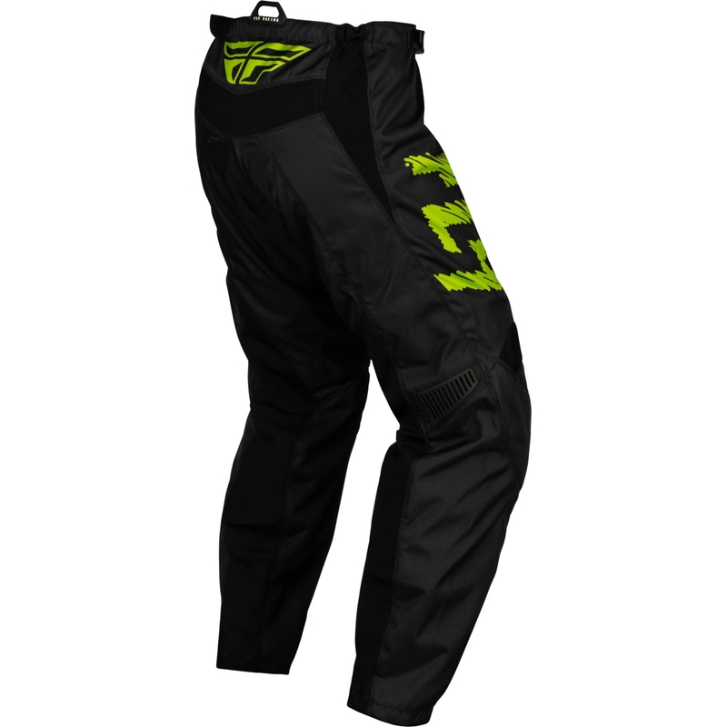 Детски панталони за мотокрос FLY Racing F-16 2024 black-fluo green-grey разпродажба