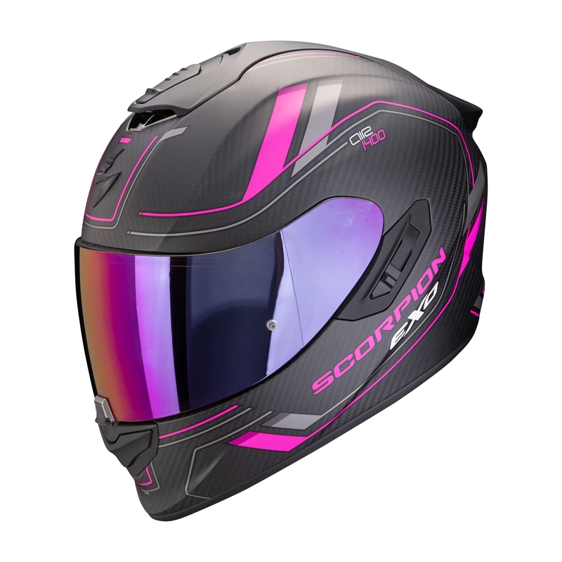 Интегрална мотоциклетна каска Scorpion EXO-1400 EVO II CARBON AIR MIRAGE матово черно-розова разпродажба