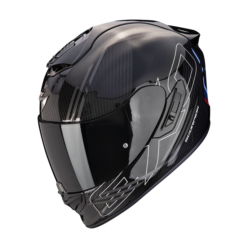 Интегрална мотоциклетна каска Scorpion EXO-1400 EVO II CARBON AIR REIKA черно-сребристо-синя