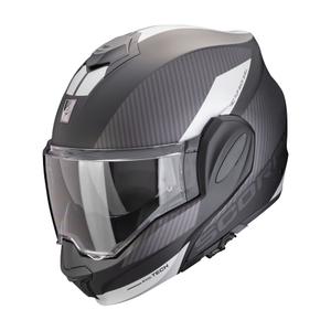 Обръщаща се мотоциклетна каска Scorpion EXO-TECH EVO TEAM матова черно-сребърна