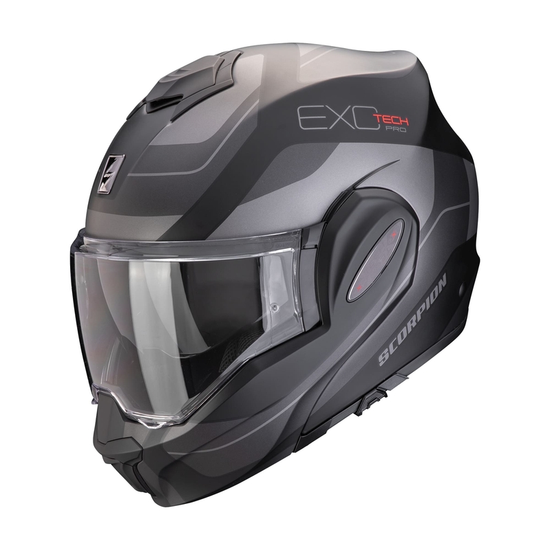 Сгъваема мотоциклетна каска Scorpion EXO-TECH EVO PRO COMMUTA матово черно-сребърна разпродажба
