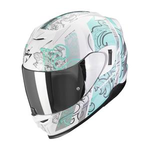 Интегрална мотоциклетна каска Scorpion EXO-520 EVO AIR FASTA бяло-светлосиня