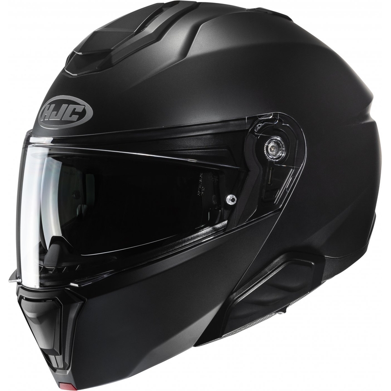 Мото каска HJC i91 Solid, полу-плоска, черна, с отварящо се крило
