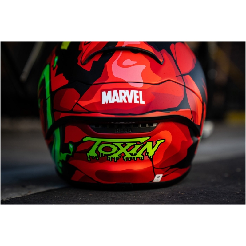Интегрална мотоциклетна каска HJC RPHA 1 Toxin Marvel MC1SF червено-сиво-зелена разпродажба