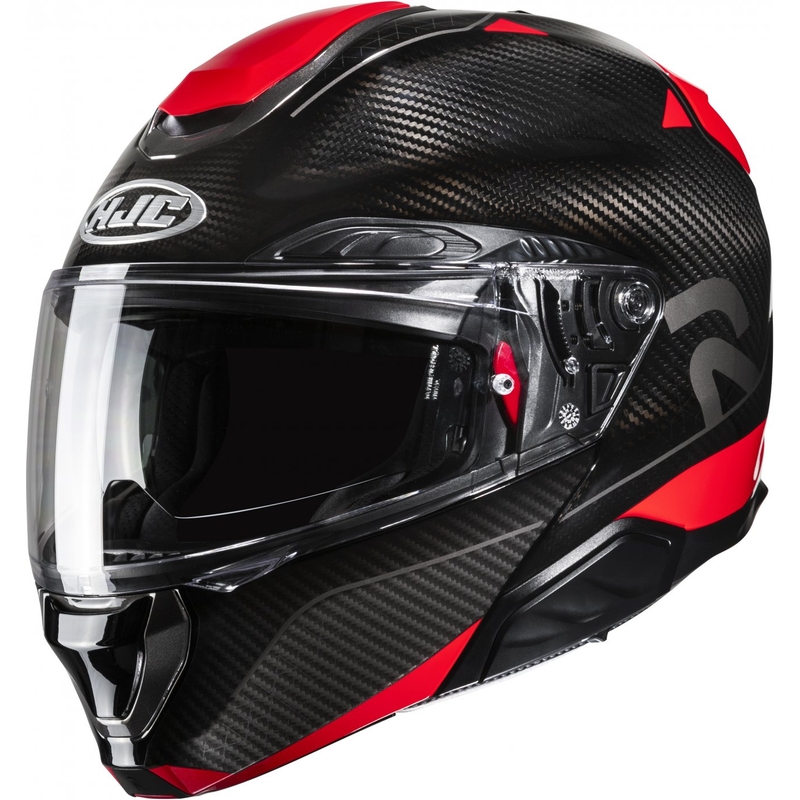 Сгъваема мотоциклетна каска HJC RPHA 91 CARBON Noela MC1 черно-червена разпродажба