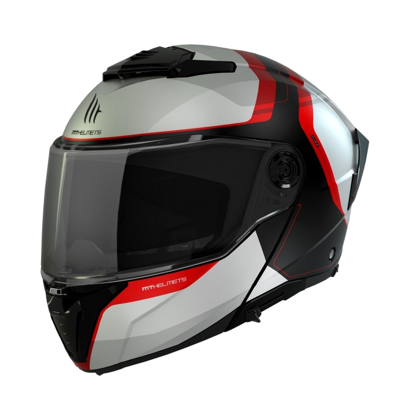 Мотоциклетна каска MT ATOM 2 SV EMALLA B0 матова бяло-черно-червена