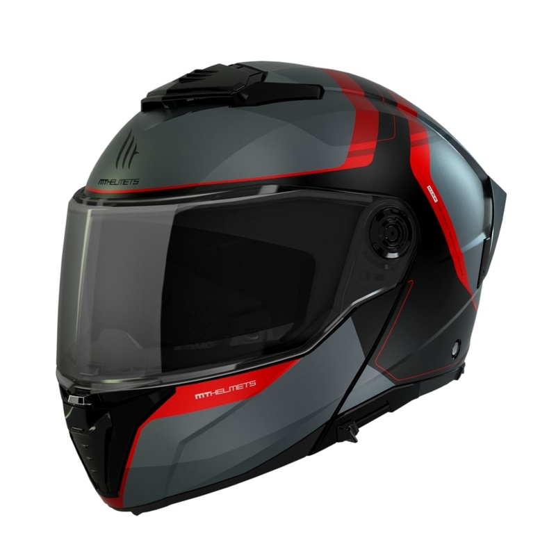 MT ATOM 2 SV EMALLA B15 мотоциклетна каска матово сиво-черно-червена