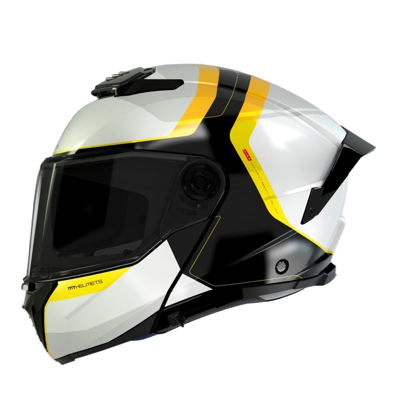 Каска за мотоциклет MT ATOM 2 SV EMALLA B3 бяло-черно-жълта