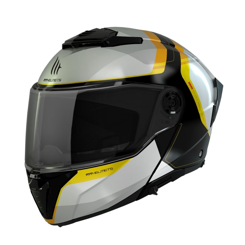 Каска за мотоциклет MT ATOM 2 SV EMALLA B3 бяло-черно-жълта