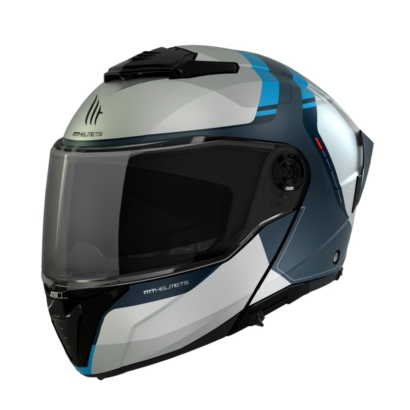 MT ATOM 2 SV EMALLA C17 мотоциклетна каска матова бяло-синьо-тюркоазена