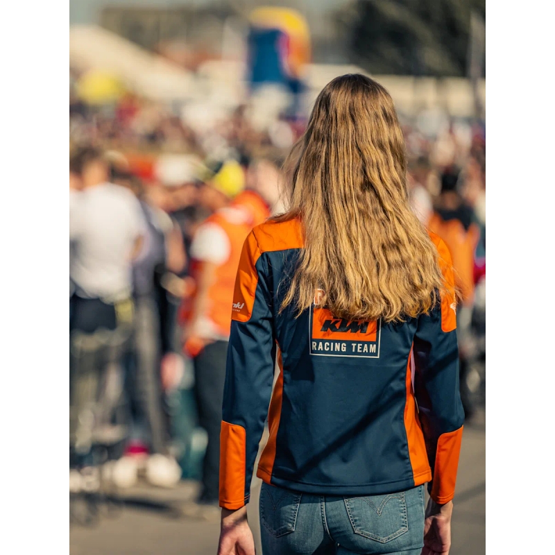 Дамско софтшел яке KTM Replica Team синьо-оранжево