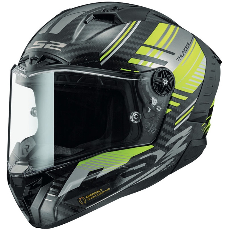 LS2 FF805 Thunder Carbon Volt черно-флуорово жълта интегрална мотоциклетна каска