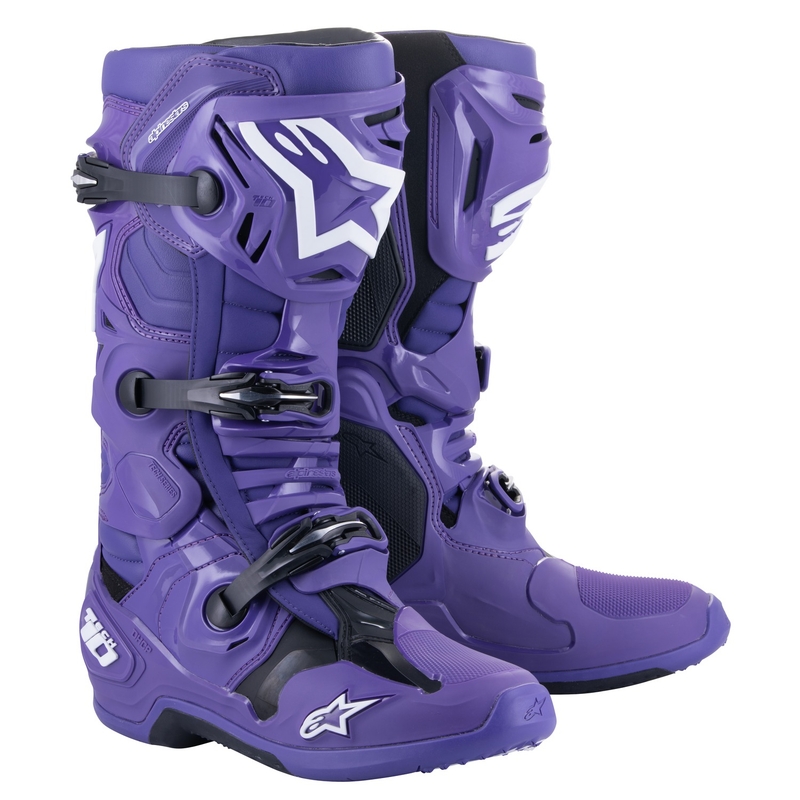 Мотоциклетни ботуши Alpinestars Tech 10, лилаво-черно-бели