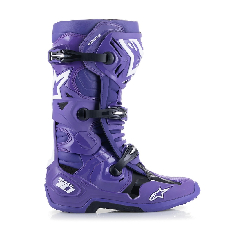 Мотоциклетни ботуши Alpinestars Tech 10, лилаво-черно-бели