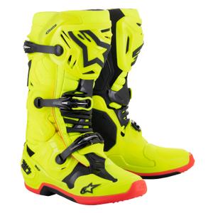 Alpinestars Tech 10 2024 Yellow Fluo Red Fluo Мотоциклетни ботуши