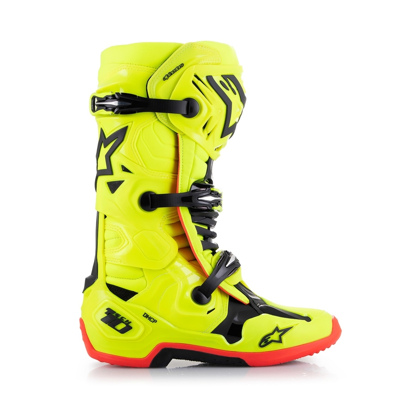 Мотоциклетни ботуши Alpinestars Tech 10, жълти, флуоресцентни, черни, флуоресцентни