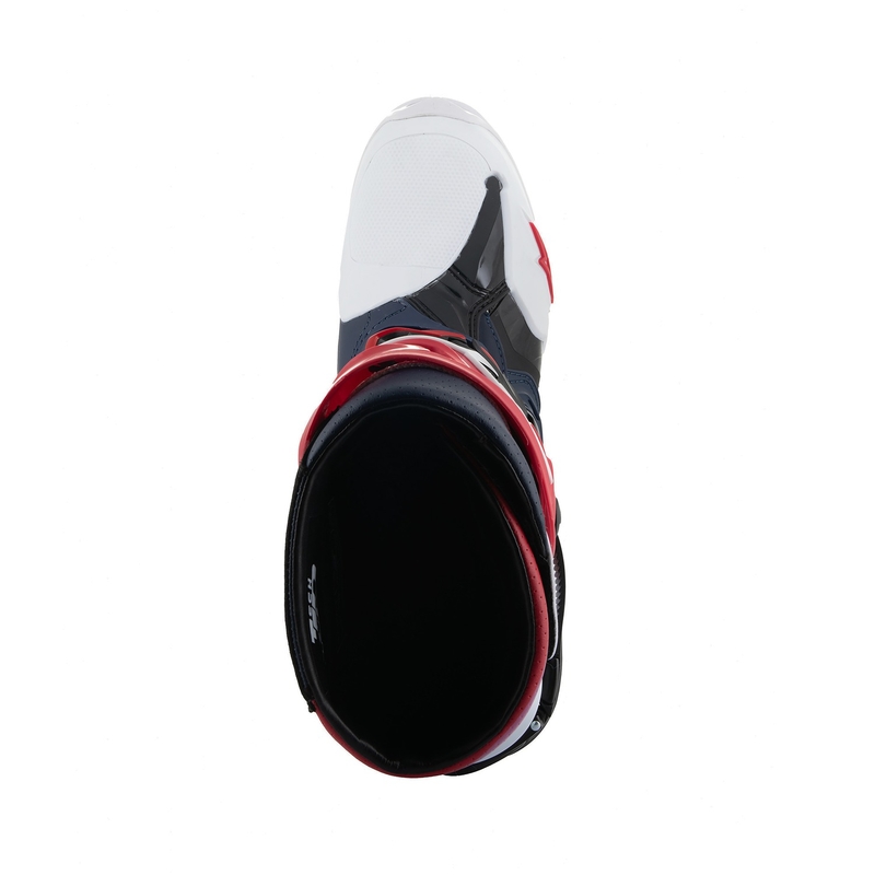 Перфорирани мотоциклетни ботуши Alpinestars Tech 10 Supervented, тъмносиньо-бяло-червено-лилаво