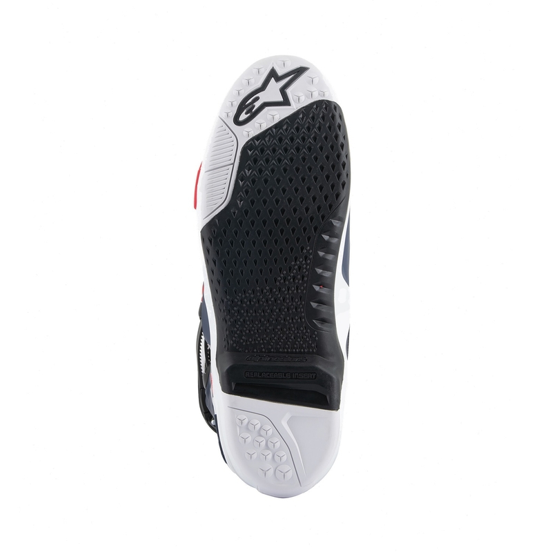 Перфорирани мотоциклетни ботуши Alpinestars Tech 10 Supervented, тъмносиньо-бяло-червено-лилаво