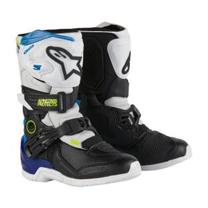 Alpinestars Tech 3S Kids 2024 White-Black-Blue Мотоциклетни ботуши за деца