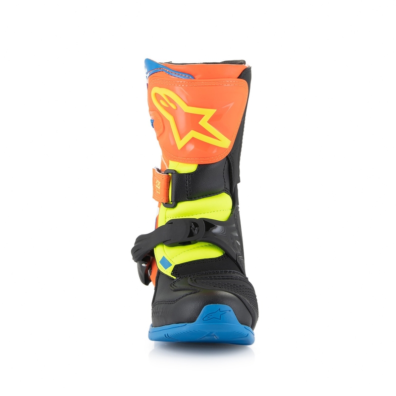 Alpinestars Tech 3S Kids Fluo Orange-Blue-Fluo Yellow-Black Мотоциклетни ботуши за деца