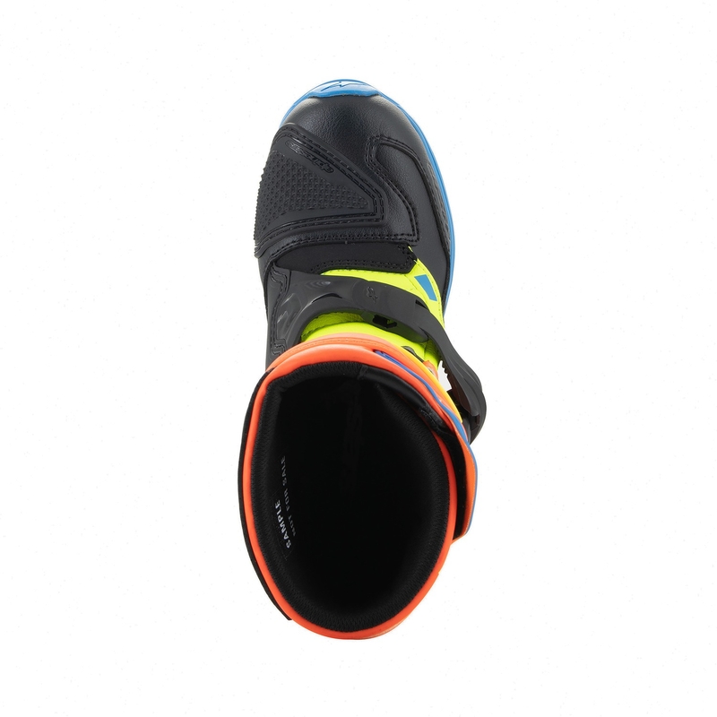 Alpinestars Tech 3S Kids Fluo Orange-Blue-Fluo Yellow-Black Мотоциклетни ботуши за деца