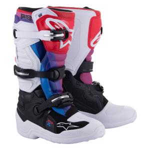 Alpinestars Tech 7 S 2024 детски ботуши за мотокрос бели-черни-червени-сини-лилави