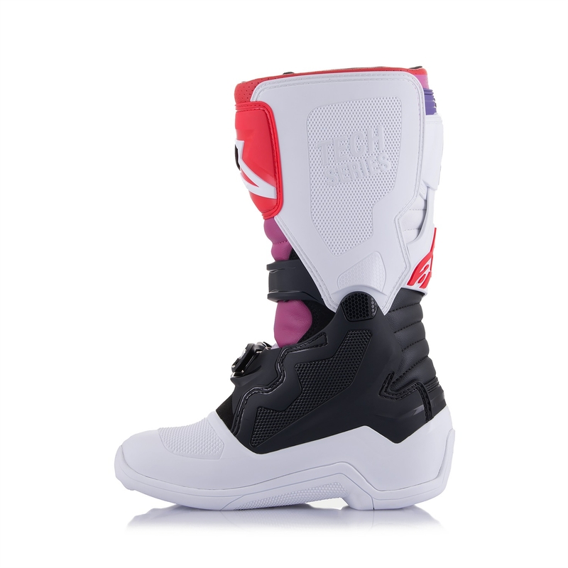 Детски мотокрос ботуши Alpinestars Tech 7 S, бяло-черно-червено-синьо-лилаво