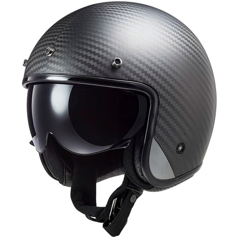 Отворена мотоциклетна каска LS2 OF601 Bob II Carbon Solid Black Matte
