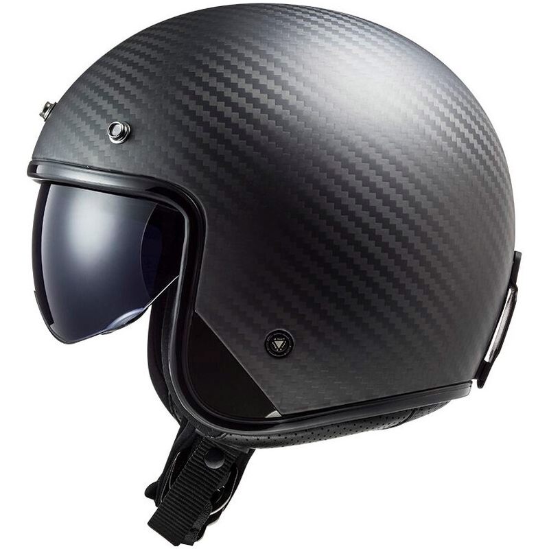Отворена мотоциклетна каска LS2 OF601 Bob II Carbon Solid Black Matte