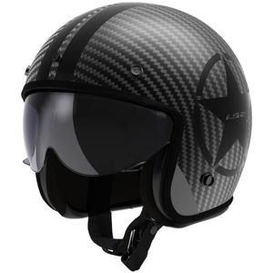 Отворена мотоциклетна каска LS2 OF601 Bob II Carbon Star Black Matte