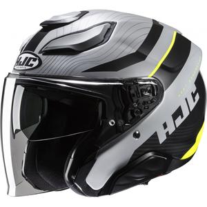 Отворена мотоциклетна каска HJC F31 Naby MC3HSF сиво-черно-флуорово жълто