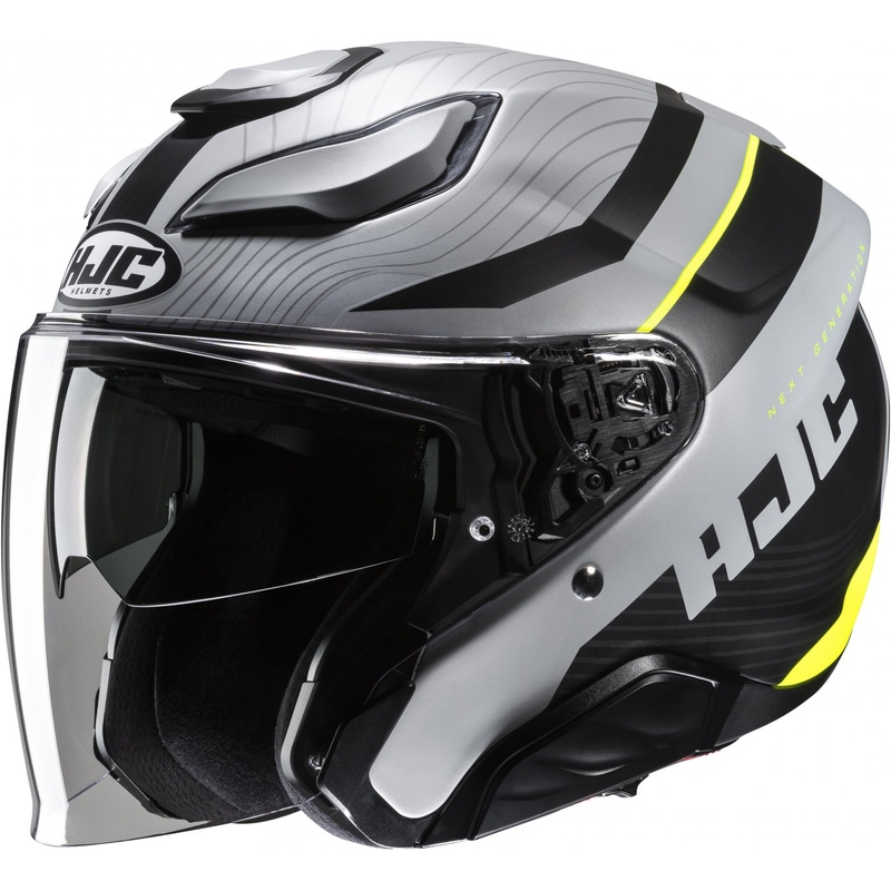 Отворена мотоциклетна каска HJC F31 Naby MC3HSF сиво-черно-флуорово жълто