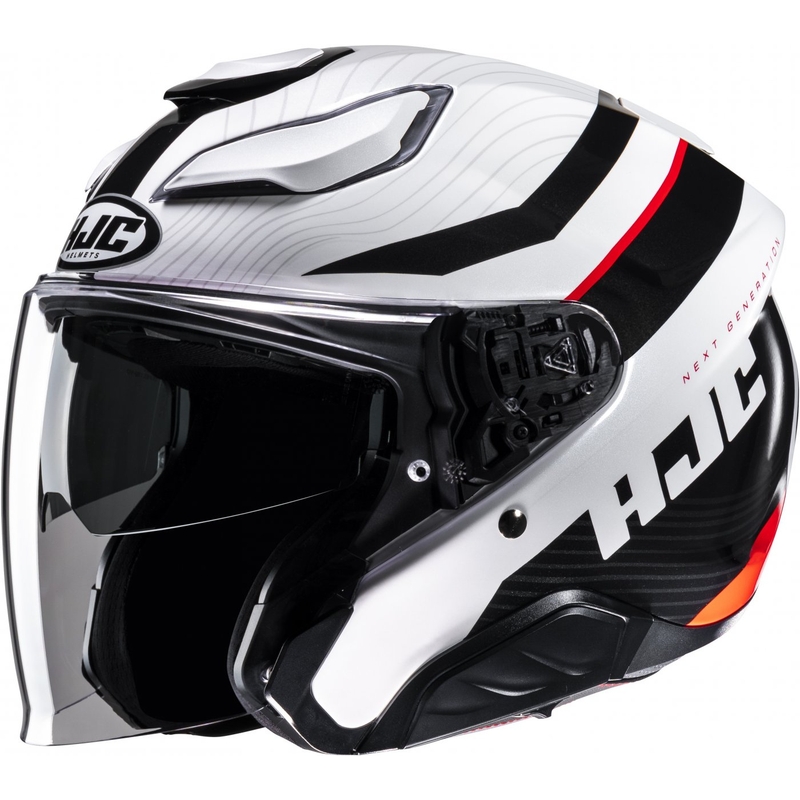 Отворена мотоциклетна каска HJC F31 Naby MC1 бяло-черно-червена