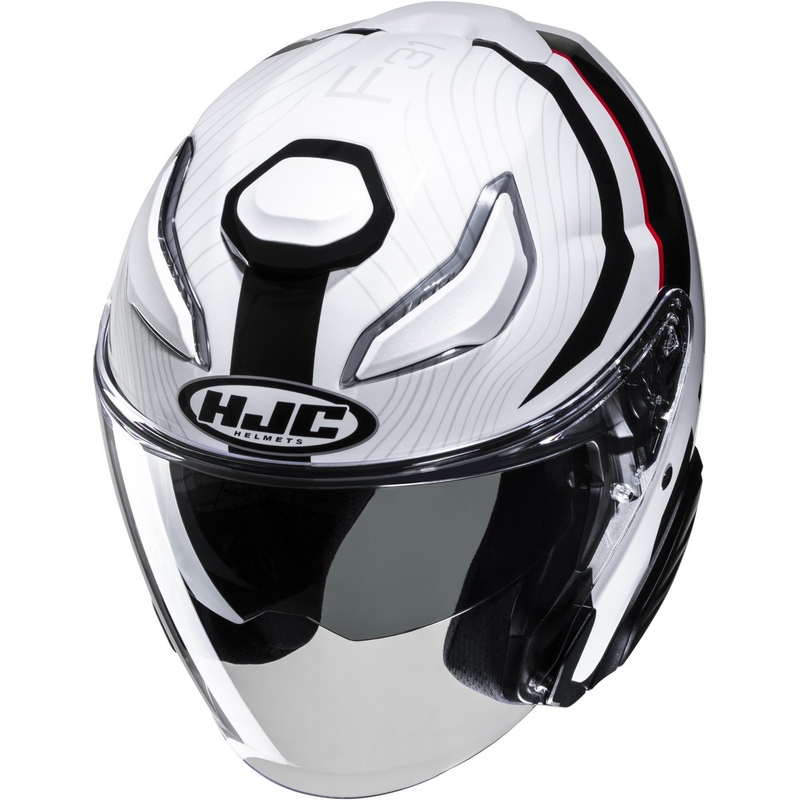 Отворена мотоциклетна каска HJC F31 Naby MC1 бяло-черно-червена