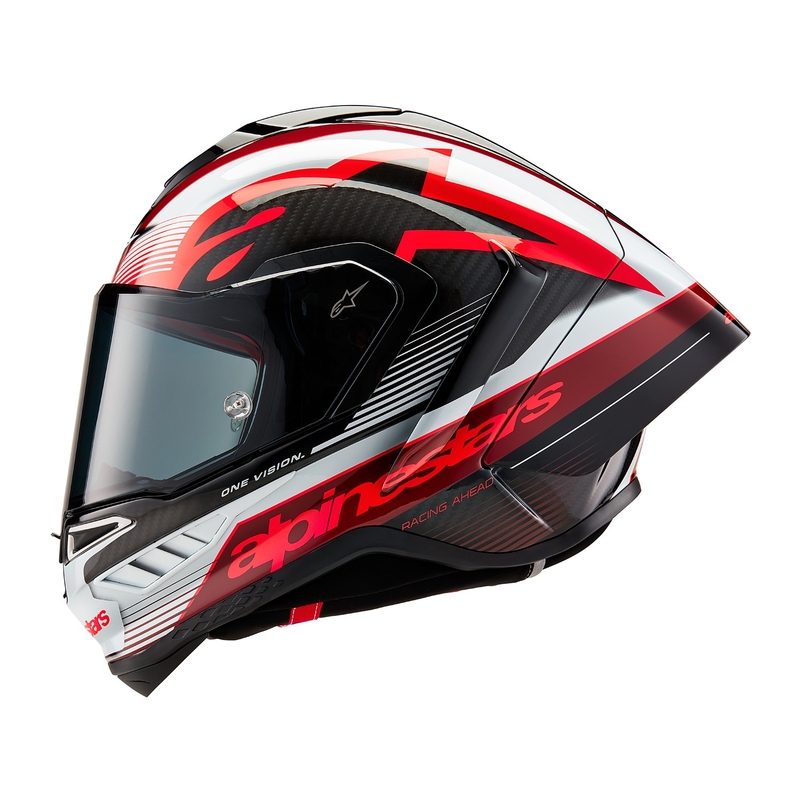 Alpinestars Supertech R-10 Team карбонова червено-бяла интегрална мотоциклетна каска