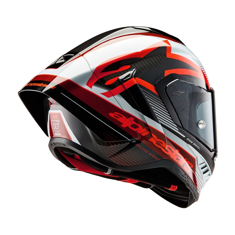 Alpinestars Supertech R-10 Team карбонова червено-бяла интегрална мотоциклетна каска