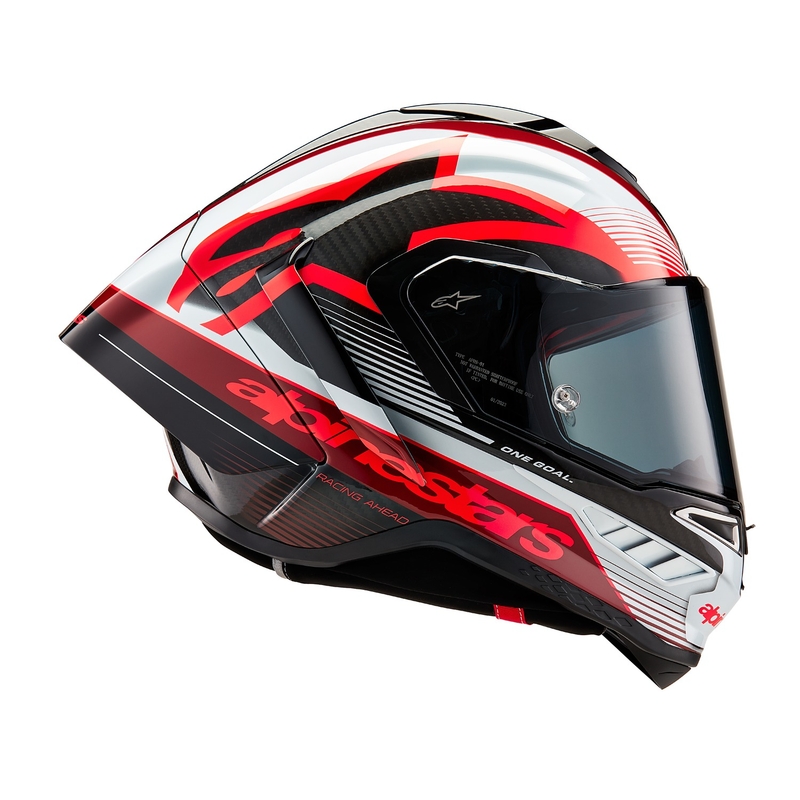 Alpinestars Supertech R-10 Team карбонова червено-бяла интегрална мотоциклетна каска