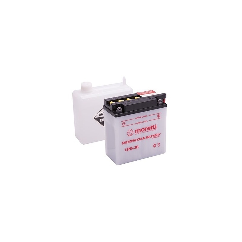 Konvenční motocyklová baterie Moretti 12N5-3B, 12V 5Ah