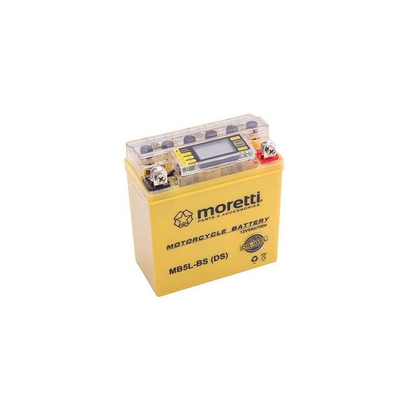 Неподдържаща се гелова батерия Moretti MB5L-BS, 12V 5Ah с измервател на напрежението