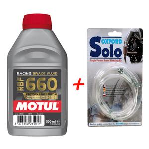 КОМПЛЕКТ: спирачна течност Motul + комплект за обезвъздушаване на спирачната течност Oxford