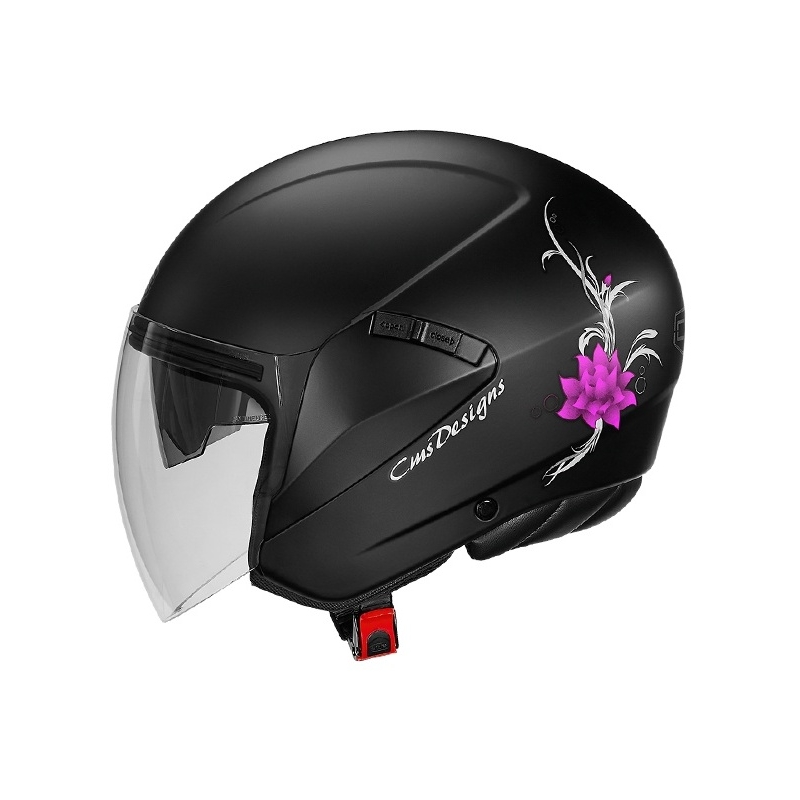 Otevřená přilba na motorku CMS S-JET Rose černo-růžová