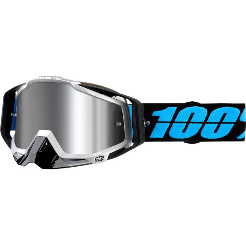 Brýle 100% Racecraft PLUS Daffed černo-tyrkysové (stříbrné plexi)