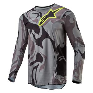 Тактическо трико за мотокрос Alpinestars Racer сиво камуфлажно-флуо жълто-черно