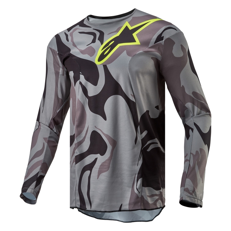 Тактическо трико за мотокрос Alpinestars Racer сиво камуфлажно-флуо жълто-черно