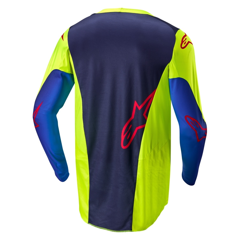 Фланелка за мотокрос Alpinestars Racer Hoen fluo жълто-синьо-червено
