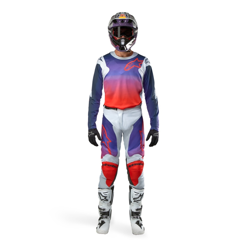 Мотокрос фланелка Alpinestars Racer Hoen сиво-синьо-оранжева
