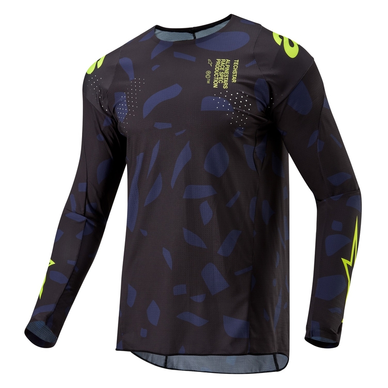 Alpinestars Techstar Rantera тениска за мотокрос черно-синьо-флуо жълто