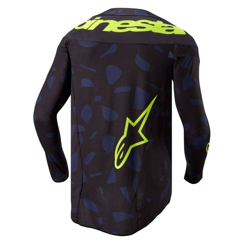 Alpinestars Techstar Rantera тениска за мотокрос черно-синьо-флуо жълто